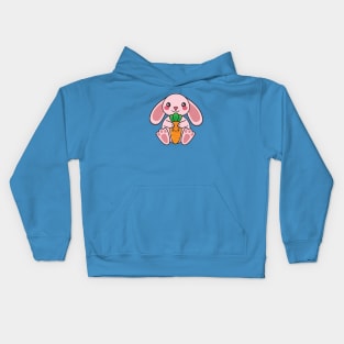 Cute Pink Easter Bunny With Carrot Kids Hoodie